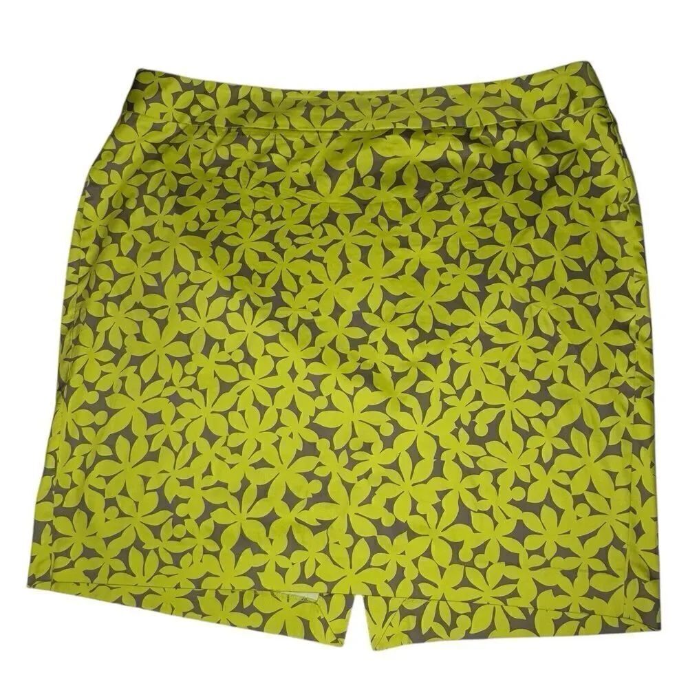 Lane Bryant Sz 26 Pencil Skirt Classic Green Taupe Cotton Blend Women’s Floral
